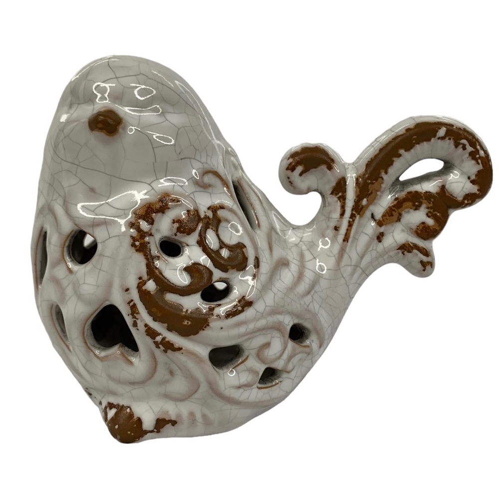 Rustic Cream Ceramic "Chubby" Bird‎ Figurine Decor